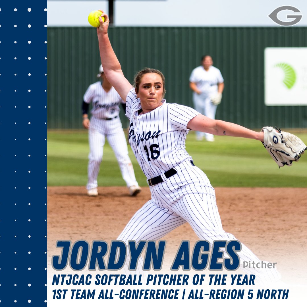 gclvsoftball's tweet image. Congrats to Jordyn Ages (@jordynages) for being named the NTJCAC Softball Pitcher of the Year, 1st Team All-Conference &amp;amp; All-Region 5 North!

#GWAY