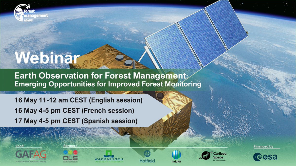 🛰️ #EOData for #ForestMonitoring and Activity Data mapping is an unprecedented value!

Join us for a session exploring the latest advancements in ESA's missions and other EO data sources for your #forest management activities.

Sign up: eo4sd-forest.info/webinars/
#ClimateAction