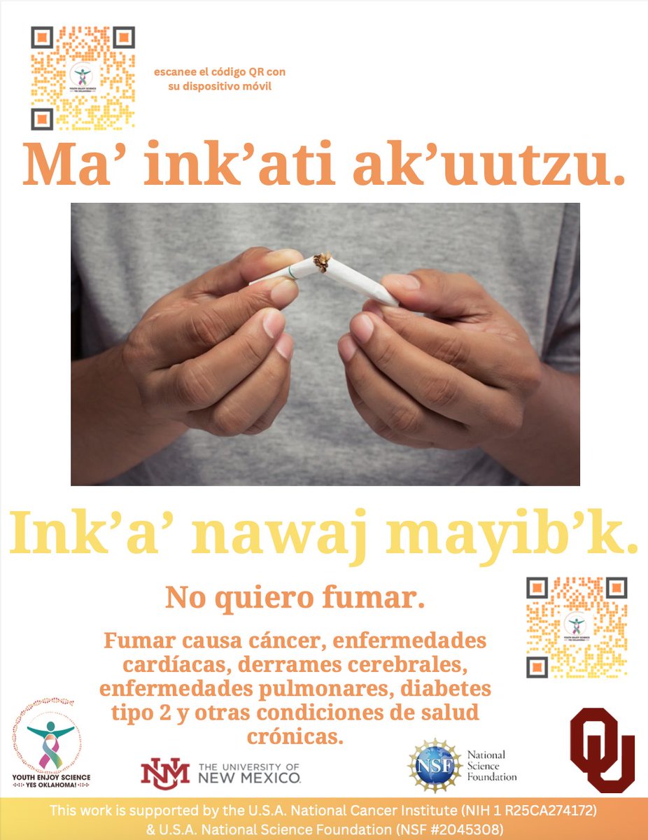YES Oklahoma (Youth Enjoy Science) (@yes_oklahoma) on Twitter photo YES Oklahoma has partnered with researchers at the University of New Mexico and the University of Oklahoma to create health education materials in Mayan languages! These posters feature the Q'eqchi' and Mopán languages and are being distributed in communities in Belize! YES Oklahoma has partnered with researchers at the University of New Mexico and the University of Oklahoma to create health education materials in Mayan languages! These posters feature the Q'eqchi' and Mopán languages and are being distributed in communities in Belize!