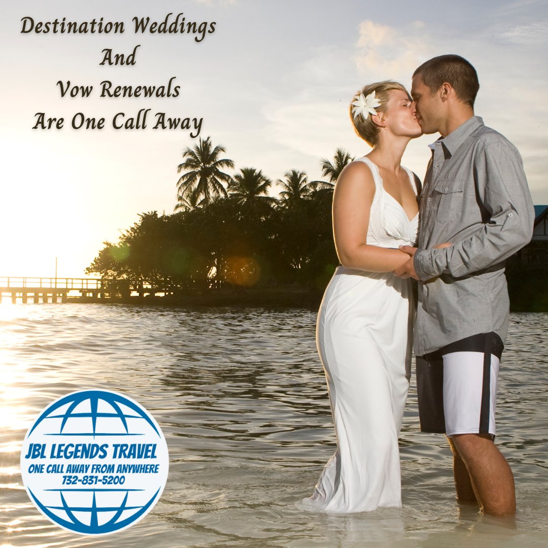 Whether you are looking to #tietheknot or #retietheknot
Call the #romancetravelspecialists at the #jbllegendstravelgroup
#destinationweddings and #vowrenewals are just #onecallawayfromanywhere