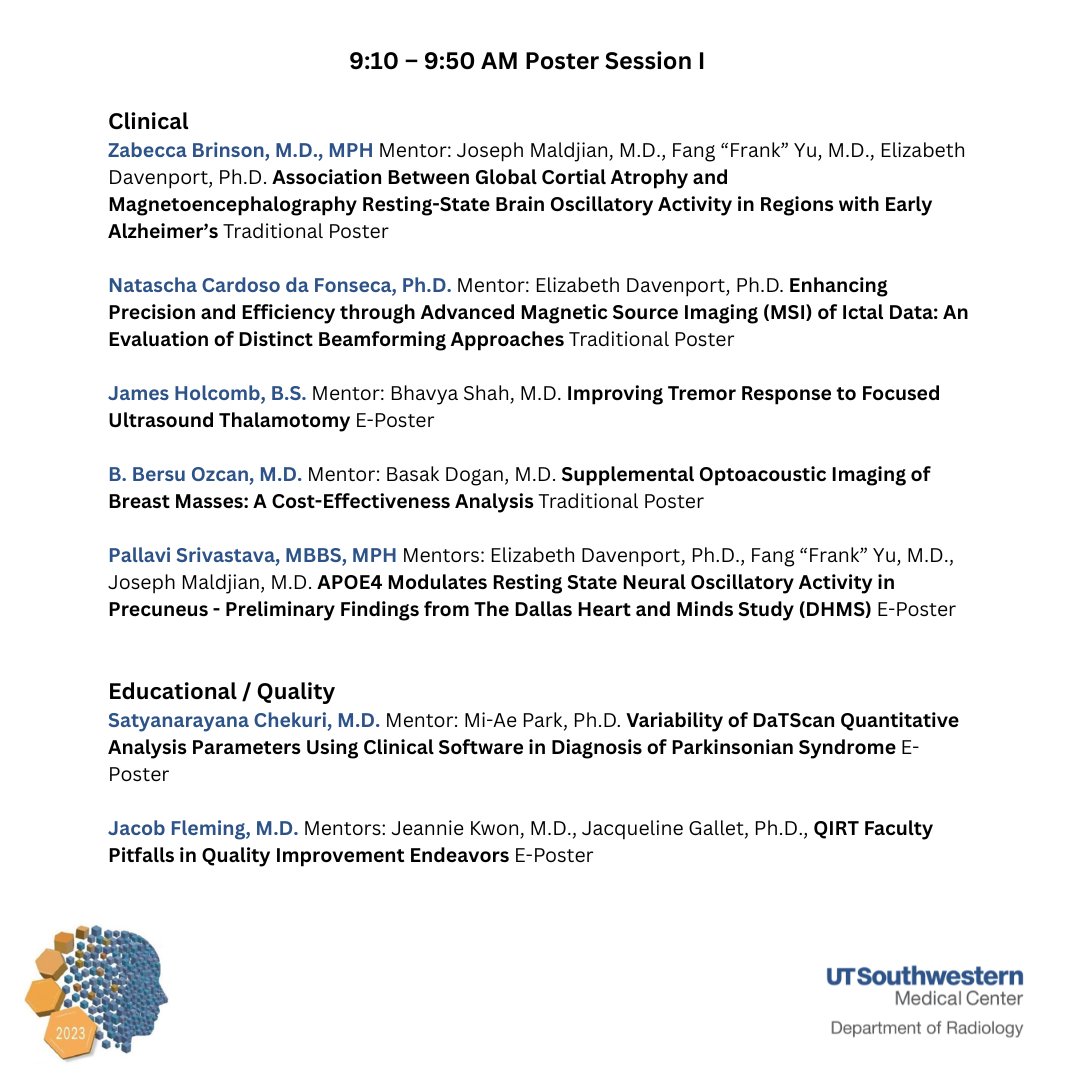 UTSW Radiology (@utsw_radiology) on Twitter photo First session of Poster Presentations for Trainee Research Day 2023 just concluded! <a href="/BersuOzcanMD/">Bersu Ozcan</a> @Brewington_UTSW <a href="/ivpedrosa/">Ivan Pedrosa</a>
<a href="/gkhatri_md/">Gaurav Khatri</a> <a href="/BhavyaRShahMD/">Bhavya R. Shah, MD</a> <a href="/amadhuran/">Ananth Madhuranthakam</a> <a href="/lux_jacques/">Jacques Lux</a> <a href="/LiqiangRen/">Liqiang Ren</a> <a href="/Quyen_N_Do/">Quyen Do, PhD</a> <a href="/tbooth278/">Tim Booth</a>
<a href="/ZabeccaBrinson/">Zabecca S. Brinson, MD, MPH</a> <a href="/Abbara_UTSW/">Suhny Abbara</a> <a href="/drpalsri/">Pallavi Srivastava, MBBS MPH🇮🇳🇺🇸</a> <a href="/JacobFlemingMD/">Jacob Fleming, MD</a> <a href="/UTSW_RadRes/">UTSW Radiology Residencies</a> First session of Poster Presentations for Trainee Research Day 2023 just concluded! <a href="/BersuOzcanMD/">Bersu Ozcan</a> @Brewington_UTSW <a href="/ivpedrosa/">Ivan Pedrosa</a>
<a href="/gkhatri_md/">Gaurav Khatri</a> <a href="/BhavyaRShahMD/">Bhavya R. Shah, MD</a> <a href="/amadhuran/">Ananth Madhuranthakam</a> <a href="/lux_jacques/">Jacques Lux</a> <a href="/LiqiangRen/">Liqiang Ren</a> <a href="/Quyen_N_Do/">Quyen Do, PhD</a> <a href="/tbooth278/">Tim Booth</a>
<a href="/ZabeccaBrinson/">Zabecca S. Brinson, MD, MPH</a> <a href="/Abbara_UTSW/">Suhny Abbara</a> <a href="/drpalsri/">Pallavi Srivastava, MBBS MPH🇮🇳🇺🇸</a> <a href="/JacobFlemingMD/">Jacob Fleming, MD</a> <a href="/UTSW_RadRes/">UTSW Radiology Residencies</a>