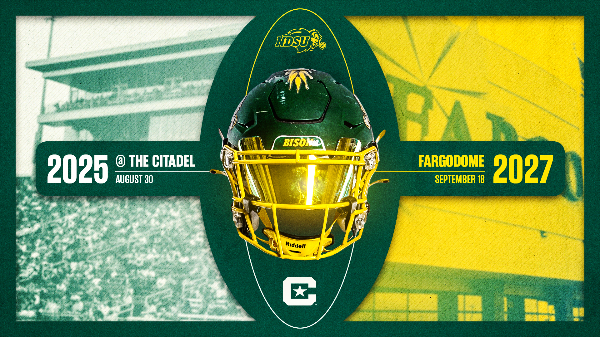 NDSU Football X The Bison football team will travel to The Citadel for the 2025 season opener in Charleston S.C. NDSU will host the Bulldogs at the Fargodome in 2027
