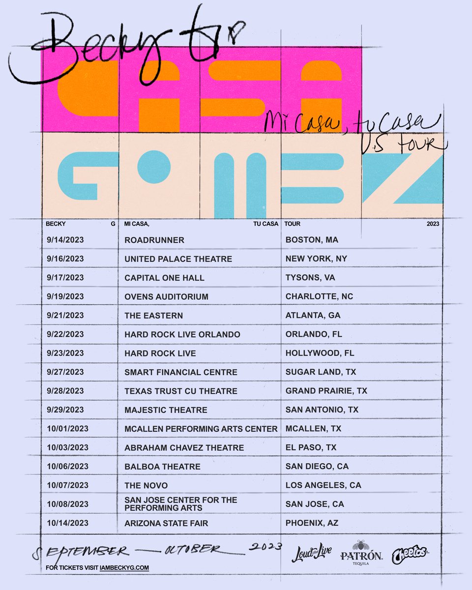 BeckyGBE's tweet photo. 🚨 Becky G annonce sa toute première tournée solo "Mi Casa, Tu Casa US Tour" pour septembre-octobre 2023. Elle commencera à Boston et se terminera à Phoenix, AZ. https://t.co/OBXuf55SNo