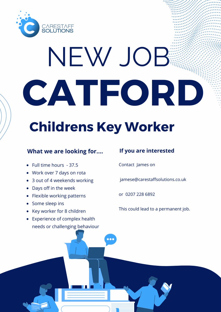 New job at Catford 37.5 hours per week,  starting  asap see flyer for further details

#catford   #supportwork  #childrens  #fulltime   #jobs  #london