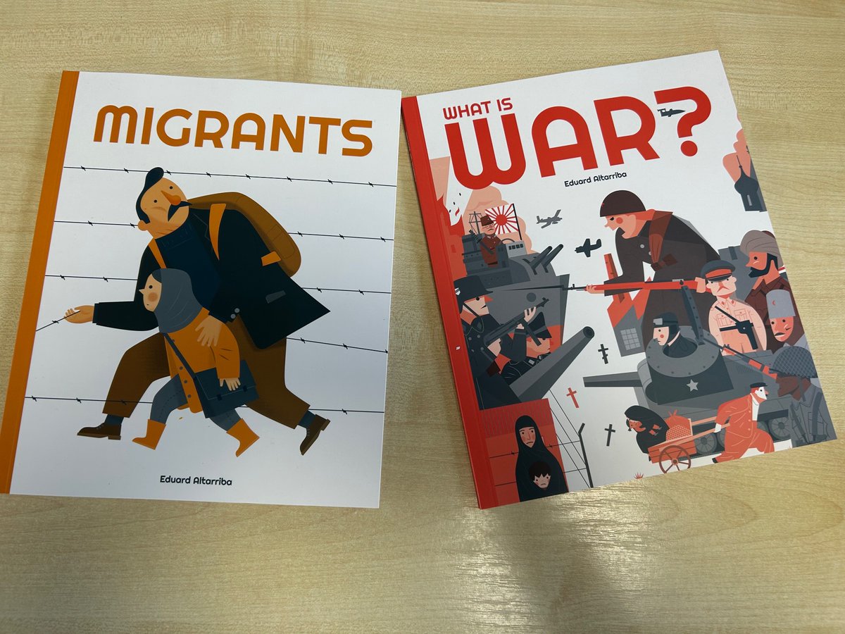 mrs_j007's tweet photo. Thank you so much @WRDmag for sending me copies of #Migrants & #WhatisWar by
@eduardaltarriba to share in school, they are stunning 🤩 and I can’t wait to start sharing them! https://t.co/lraSqtOkaI