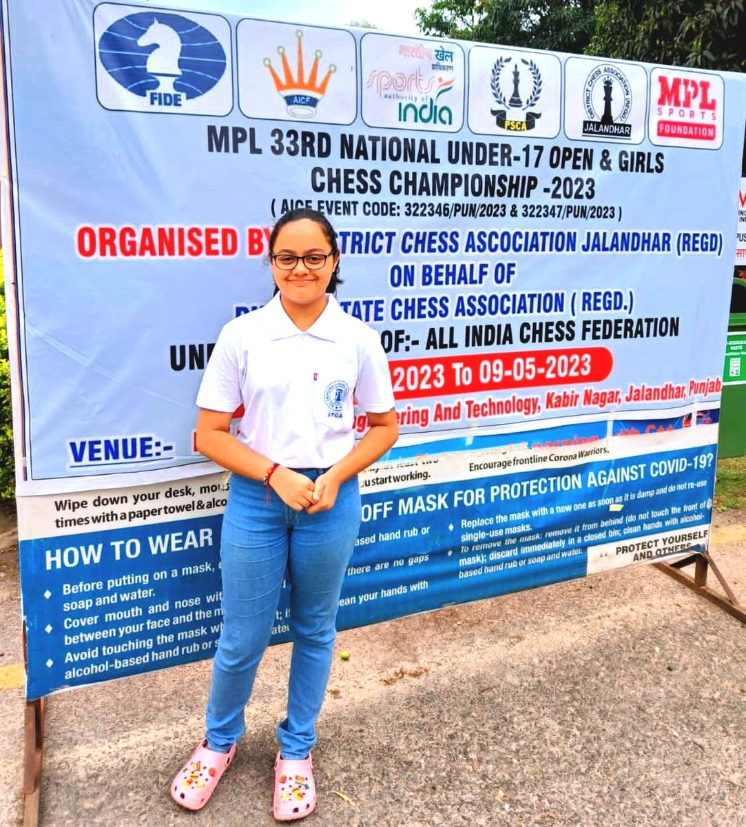 Arshiyachess's tweet photo. #MPL_33rd_ U-17_National_Chess_Championship concluded today at Jalandhar #Punjab
#ARSHIYA (U-13 group) played very well in this National & scored 7.5 Points in 11 round & secured #10th_RANK ,Won a Cash Award
Also increased International Rating by37 ELO
@mygovtripura
@tripura_cmo https://t.co/y3K2pl5sn2