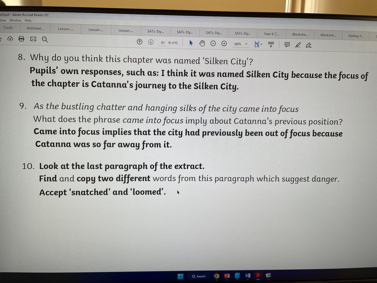 Hello year 6, here are the answers to the revision set today.