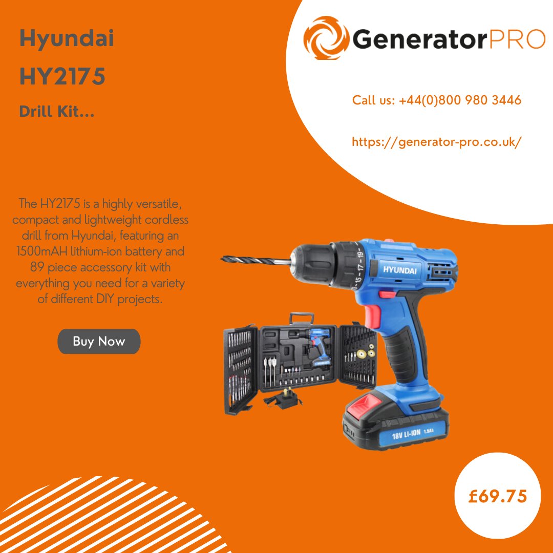 GeneratorPro1's tweet image. BUY this #Hyundai #Drill #AccessoryKit for £69.75 HERE: ecs.page.link/dYh2W

#generatorpro #generator #genertors #petrolgenerators #dieslgenerators #LPGgenerators #powertools #lawnmowers #preassurewashers #strimmers #waterpumps #drills #toolchests #multitools #welding