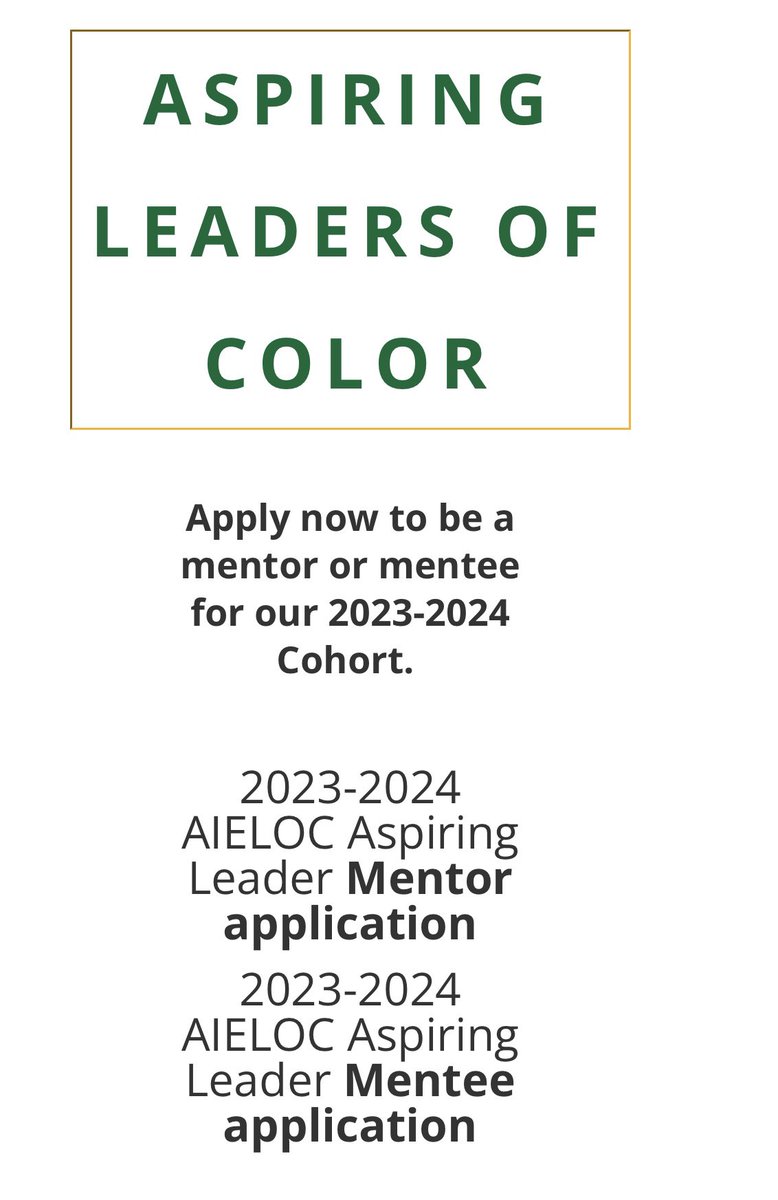 Applications for our Aspiring Leaders of Color Program are due on 1 June. aieloc.org/aspiring-leade… #intlELOC <a href="/CEESAorg/">CEESAorg</a> <a href="/SkoolSpot/">SkoolSpot</a> <a href="/ISSCommunity/">International Schools Services (ISS)</a> <a href="/CISEducation/">Council of International Schools</a> <a href="/neasc/">NEASC</a> <a href="/AAIEGlobal/">AAIE</a> @ECISchools
