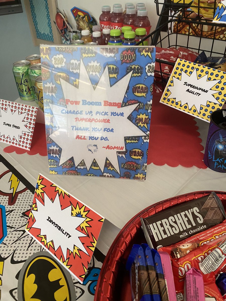 LisaJohnsonEDU's tweet photo. Ashley Elementary is recharging their Super Heroes during Teacher Appreciation Week! ⚡️🦸🏻‍♀️🍎🦹🏽💙@Ashley_Dolphins #fullsizedcandybars https://t.co/s5V18WgQCN