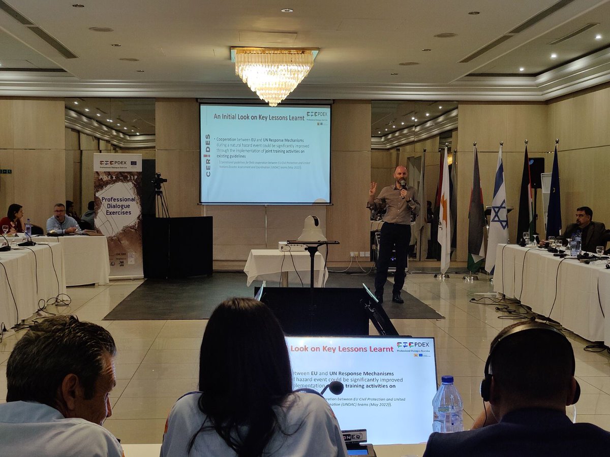 CoE_CERIDES's tweet photo. "Lessons Learnt and Way Forward". The final three-day conference of the PDEX project started today in Larnaca. @CoE_CERIDES @EuropeanUniCy coordinates this project, funded by @eu_echo bringing together 🇯🇴🇮🇱🇵🇸  #HappeningNow 🇪🇺🇨🇾 @CyprusMFA https://t.co/u03Sw690JN