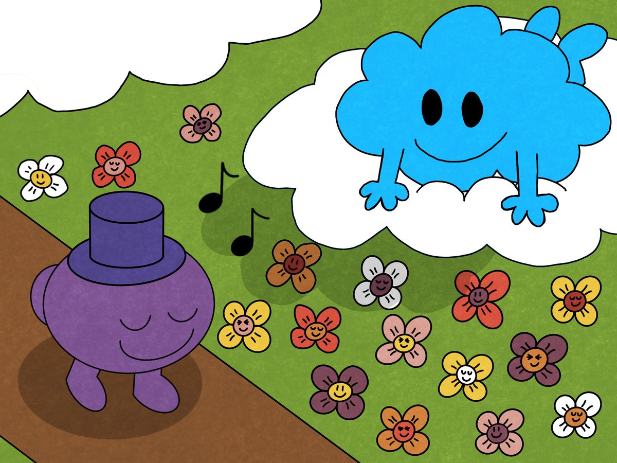 My first actual Mr Men art! Mr Daydream and Mr Impossible on a leisurely day in Happyland! #mrmen #mrmenlittlemiss #mrmenandlittlemiss