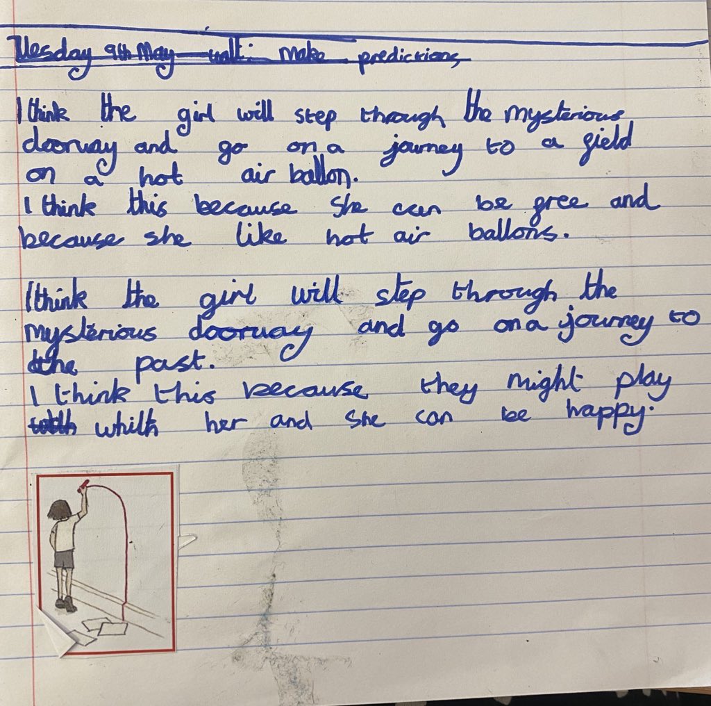 MissReesTeach's tweet photo. @StPaulsJS @storybreathing In Year 4, we have just started reading your book. Here are some of our creative predictions about what happens next… https://t.co/dUyFEnazL3