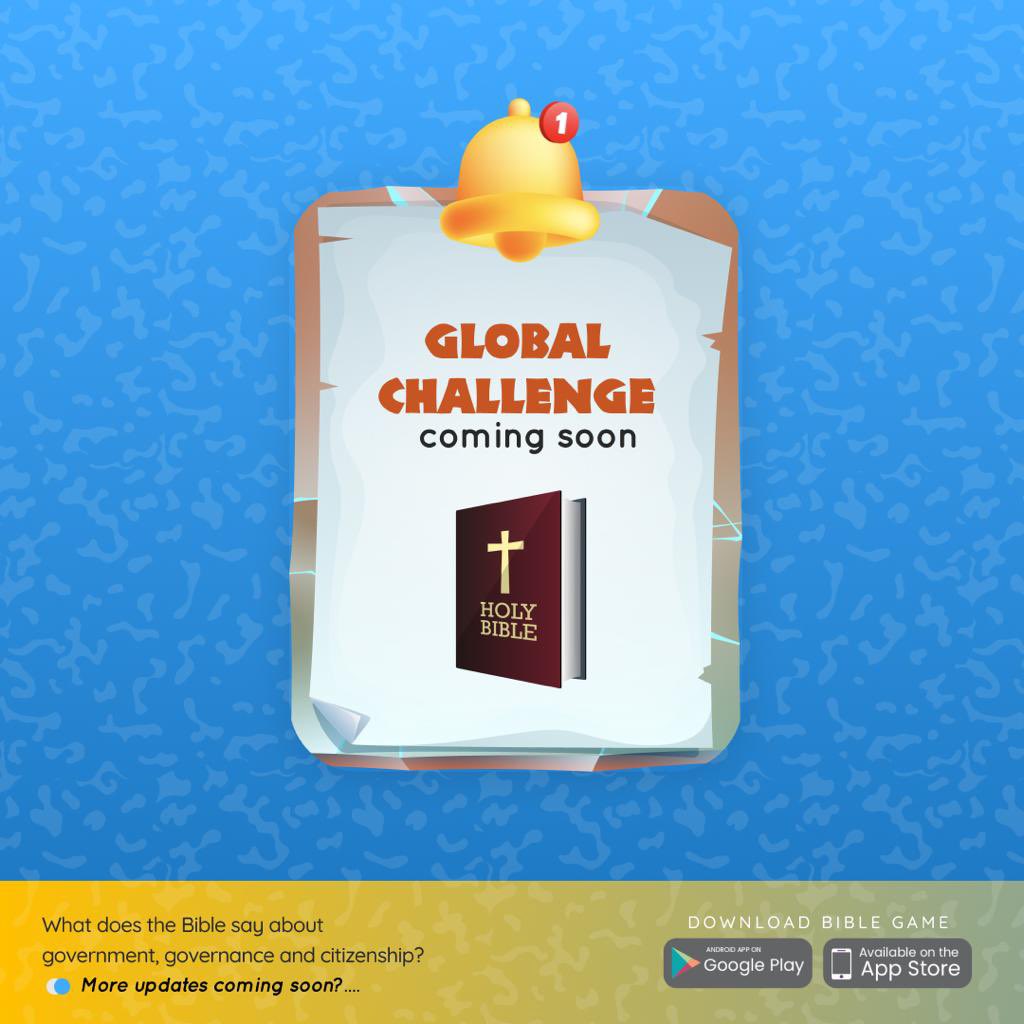 OurBibleGame's tweet photo. Ready to grow your knowledge of the Bible? 

The Bible Game Global Challenge is coming!🚨🚨

Whether you are a seasoned scholar or a curious beginner, this challenge is perfect for anyone looking to learn more about the Bible &amp; have fun with a number of believers all over world. https://t.co/hfA3scmZQW