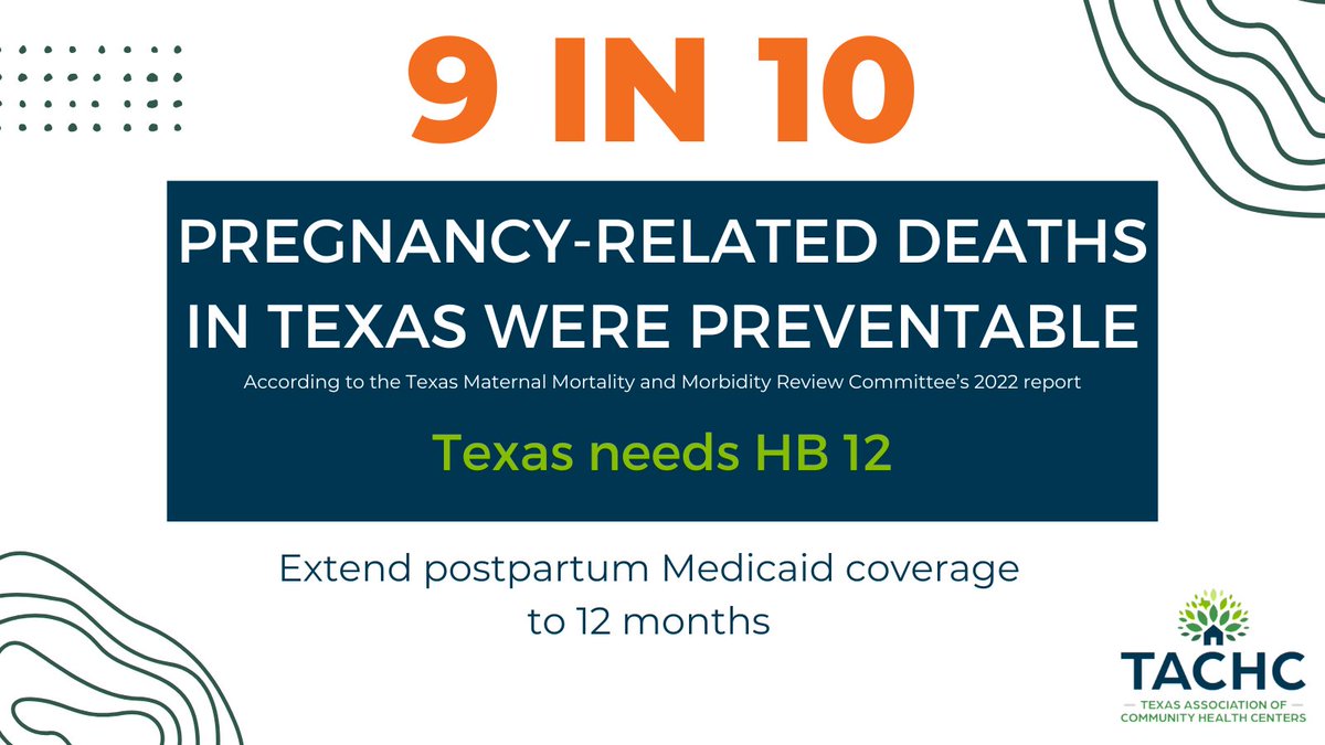 #TX needs 12 months of postpartum Medicaid coverage NOW. #TxLege pass #HB12 to address the high rate of preventable pregnancy-related deaths. <a href="/kevinsparkstx/">Senator Kevin Sparks</a> <a href="/electcharles/">Sen. Charles Perry</a> <a href="/BorrisLMiles/">Texas State Senator Borris L. Miles</a> <a href="/lamantia4texas/">Senator Morgan LaMantia</a> @loiskolkhorst <a href="/SenBryanHughes/">Senator Bryan Hughes</a> <a href="/KHancock4TX/">Kelly Hancock</a> <a href="/SenBobHall/">Bob Hall</a> <a href="/CesarJBlanco/">Cesar Blanco</a>