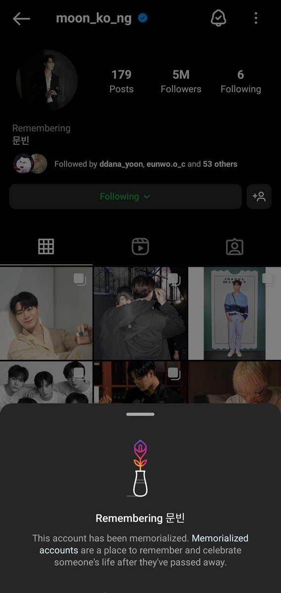 AlwaysBin26's tweet photo. 20230509 MOONBIN's Instagram account has been memorialized.

Remembring 문빈

🔗https://t.co/TOSpOCsSvk

We'll always remember you, Bin-ah. 

#MOONBIN • #문빈 • #ムンビン • #มูนบิน • #文彬 • #ASTRO • #아스트로 • #アストロ • @offclASTRO https://t.co/ZKEwfa7xPA