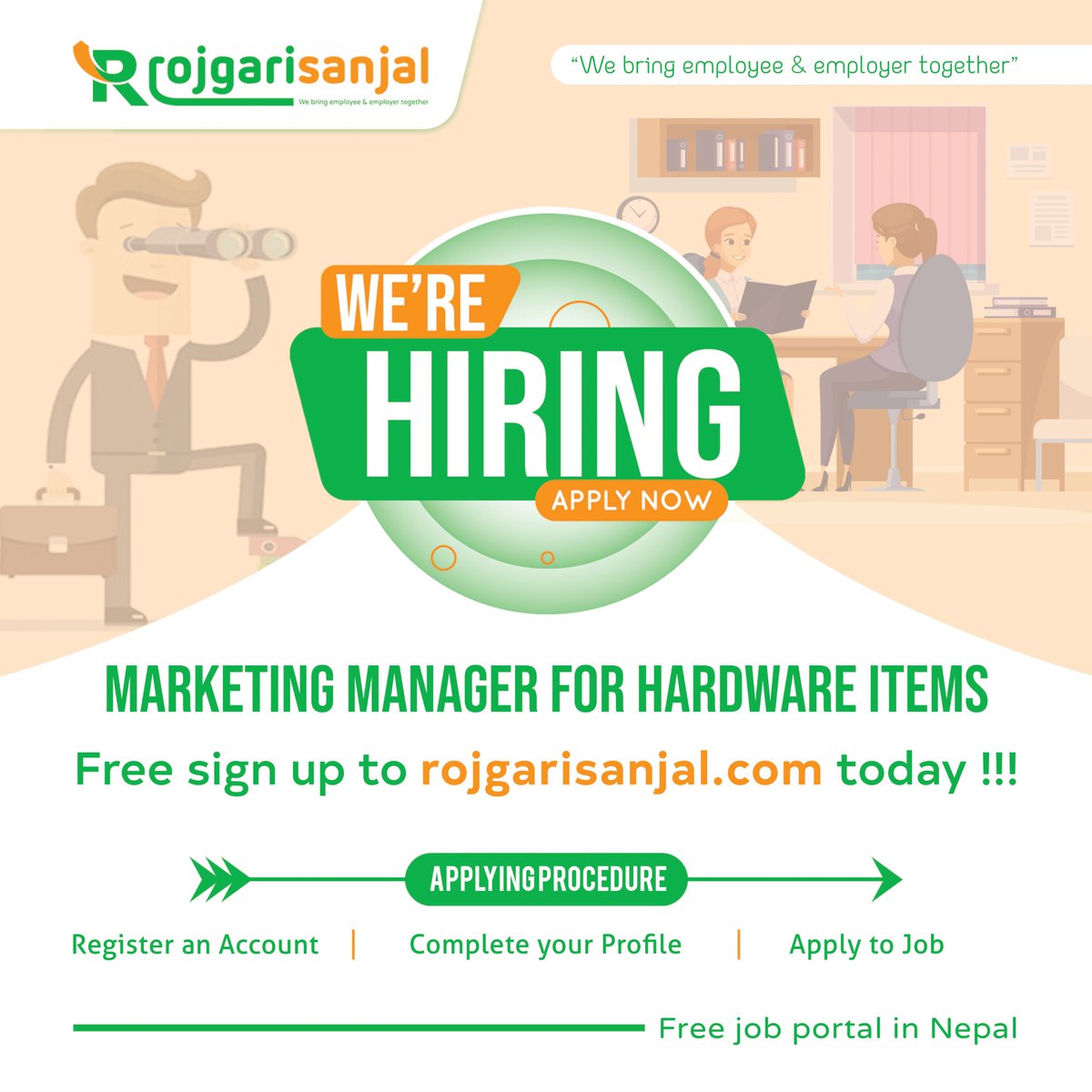 RojgariS's tweet image. HIRING: Marketing Manager for Hardware Items in Sanepa Lalitpur! Full-time, mid-level position with a salary of 40-50k. 3-5 years of marketing experience in hardware required. No academic qualifications necessary. Apply now! #MarketingManager #HardwareItems #JobOpening #Nepal