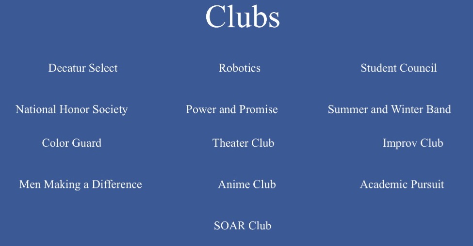 DmsHawks1's tweet photo. Attention all students - returning or incoming - join a DMS after school club next school year!!! Below you will see a wonderful list of clubs that we are currently offering to our students! #DecaturProud #hawkwayeveryday https://t.co/l6SyVievs0