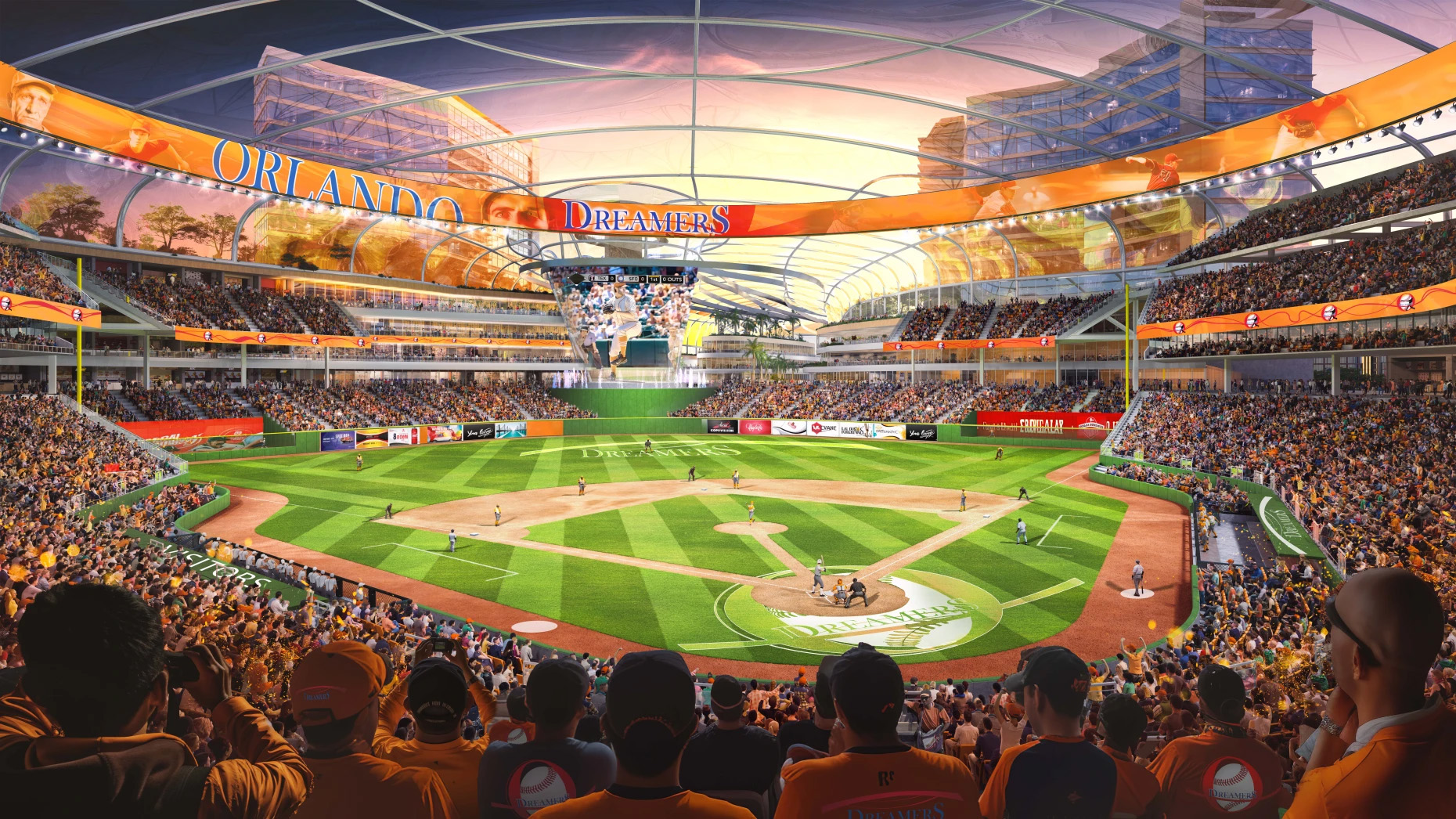 Ballpark Digest on X: We expect details shortly about a proposed new  Orlando MLB ballpark. This is the concept rendering; quite a concept, and  not quite the color palette you expect in