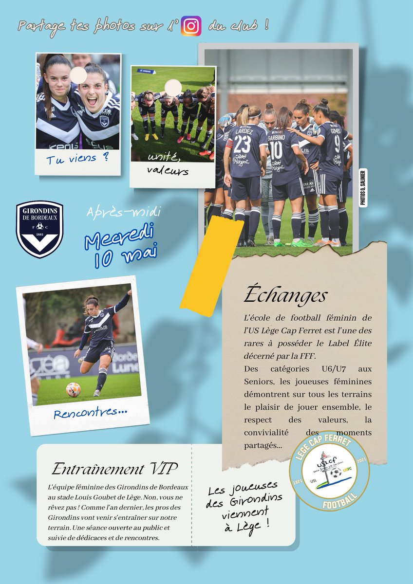 USLCFfootball's tweet photo. Fiers d'annoncer un entraînement des Féminines des @girondins demain mercredi après midi sur la pelouse du stade Goubet de Lège ! #footfeminin #D1 #football #uslcf https://t.co/2t5VXngKyA