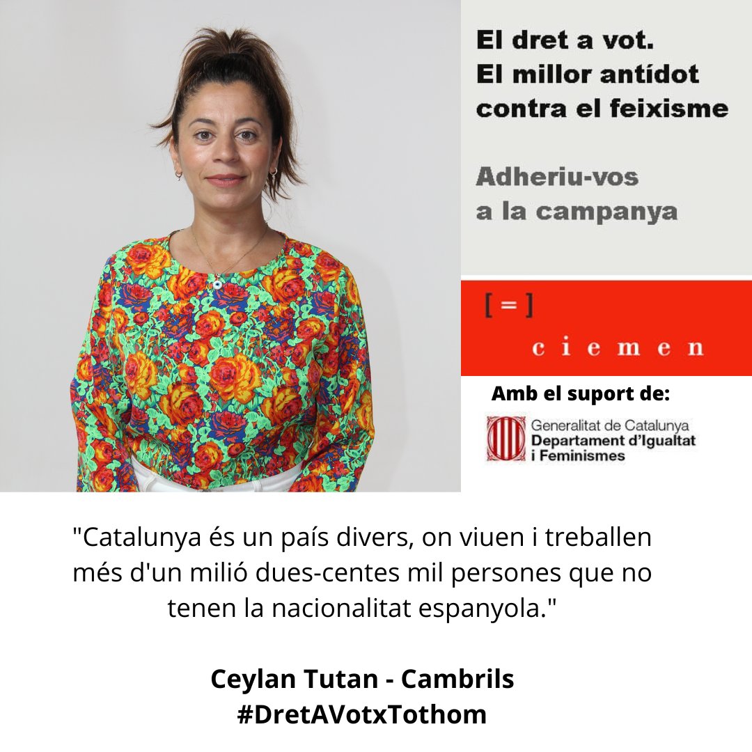 🏠 Dret a votar bàsic, fonamental i universal desvinculat de la nacionalitat. Si hi vius, hi votes

✍🏽 Signeu el manifest perquè les persones estrangeres tinguin dret a vot i a ser subjectes polítics:

votcontraelracisme.com

#DretAVotxTothom