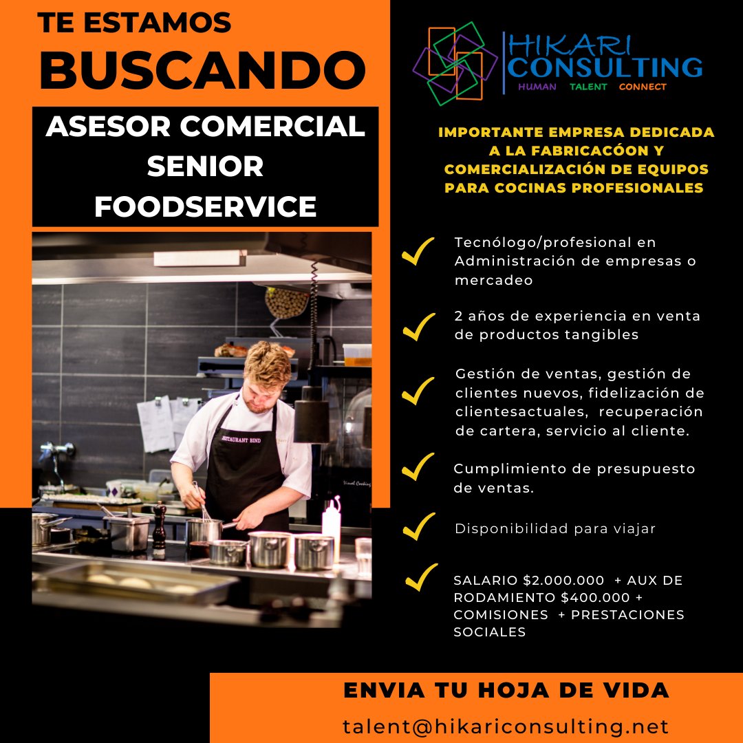 HikariCons's tweet photo. Oportunidad laboral en Bogotá
Envía tu hoja de vida a talent@hikariconsulting.net 
#talent #empleo #empleobogota #empleocolombia #trabajosihay #trabajoya #empleosihay #hojadevida #quierotrabajar #quierotrabajoya #ofertas #ofertalaboral #oportunidad #oportunidades https://t.co/z1xMiwVChw