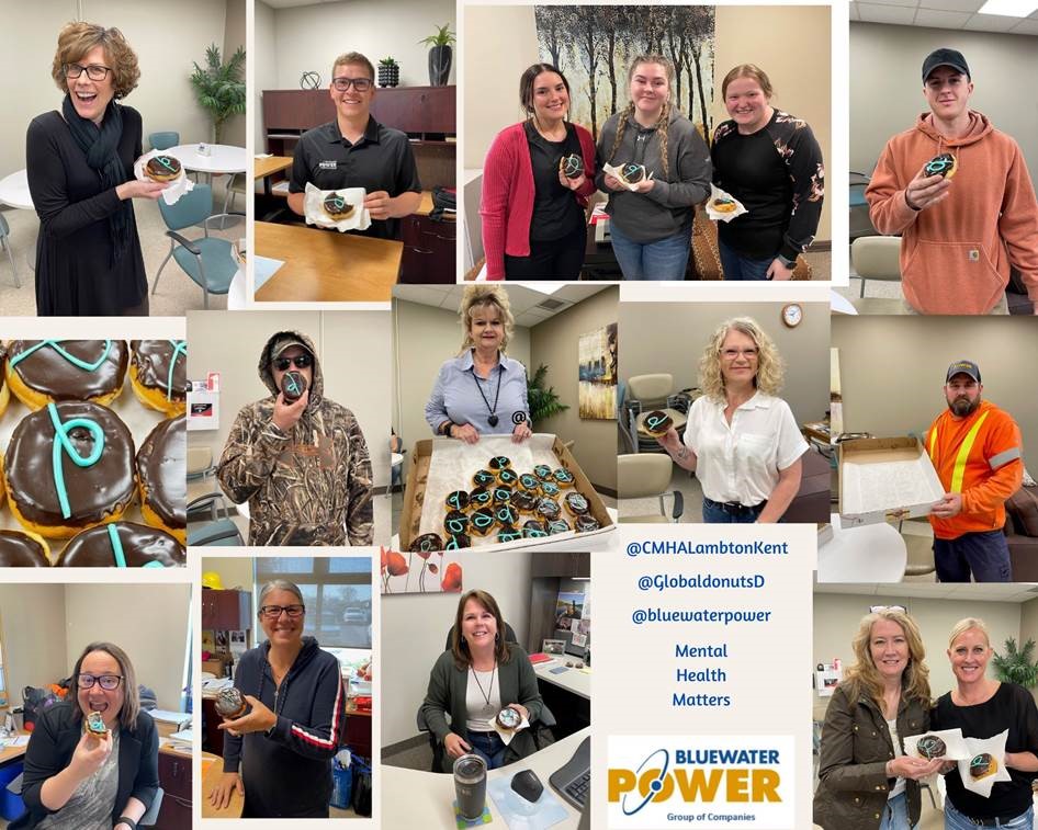 BluewaterPower's tweet photo. Global Donuts, in partnership with @CMHALambtonKent has created a special donut to fundraise for mental health services in our community. 100% of proceeds go towards helping those working towards mental wellness. Bluewater Power is  very proud to support this initiative! https://t.co/wBQ8tzAiqP
