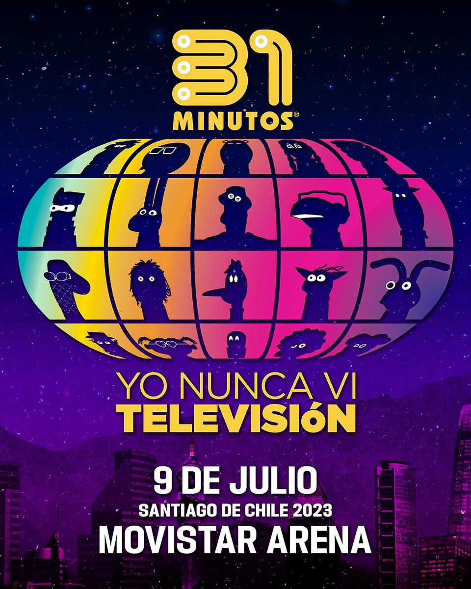 PRONTO: volvemos a los escenarios en Chile a celebrar nuestros 20 años con nuestro show en vivo «Yo nunca vi televisión», en el Movistar Arena el próximo 9 de julio de 2023. Las entradas estarán a la venta muy pronto. ¡Estén atentos! 👀
