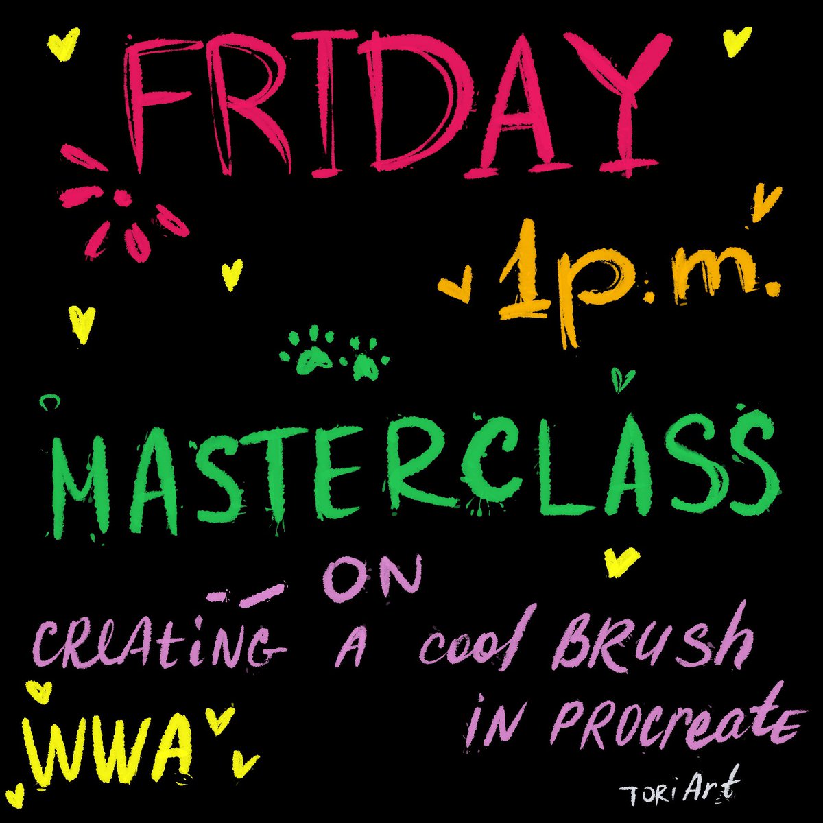 💛💛

This Friday

✨May 12

✨1 p.m. UTS / 15:00 Moscow time / 18:00 Almaty, Bishkek

🔥Cool master class on creating brushes in procreate

🫶🏻Full customization when creating a brush, tricks and hints

💛On the WWA discord discord.gg/VWfwauKz

Join us and follow the news ♥️
