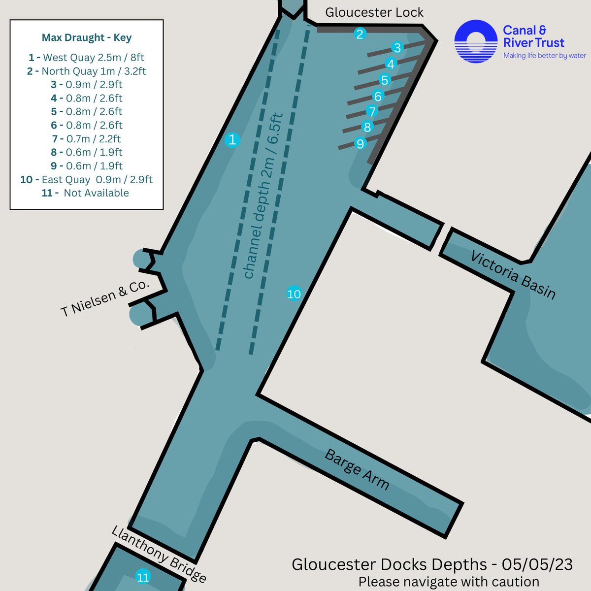 Visitor moorings have re-opened in #Gloucester Docks. A £1m dredging programme to remove silt has limited the opportunity for boats to moor at the Docks, but visitor moorings are now accessible. There are still depth restrictions and dredging work continues until early June.