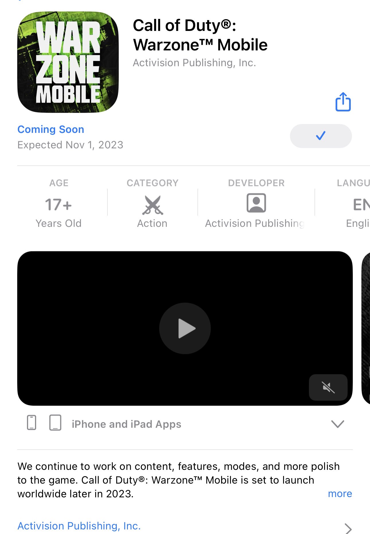 Warzone Mobile Now Has an Exact Release Date As Per New App Store