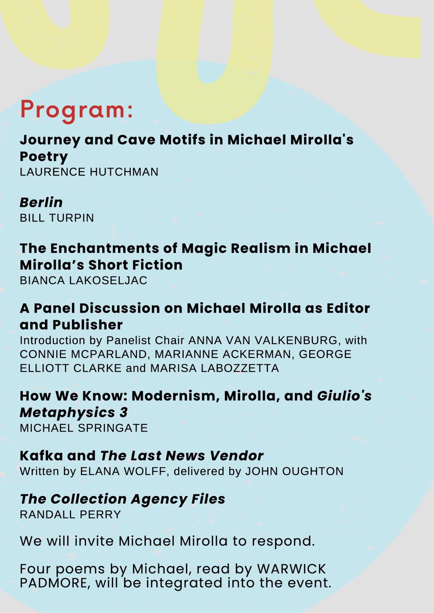 #CanLitEvents #CanLit #LiterarySymposium #MagicRealism #Kafka #Toronto #Poetry #ShortFiction #Novels. 2/3