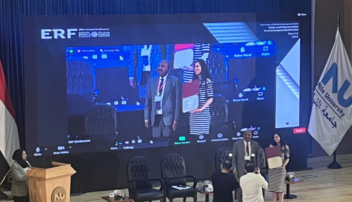 Congratulations for your outstanding performance!

<a href="/JalaEmadYoussef/">Jala Emad Youssef</a> won the best paper during the ERF 29th Annual Conference, for the paper titled "Which Policies Induce Structural Change in MENA Countries? Evidence from Macro and Micro Data"

erf.org.eg/affiliates/jal…