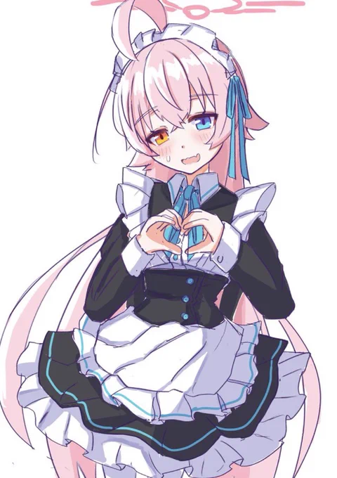 片足、黒歴史に足突っ込んだぐらいやばい画力の頃ですが、、、コンカフェメイドホシノ、、、いやぁ描き直したい #メイドの日 #ブルアカ