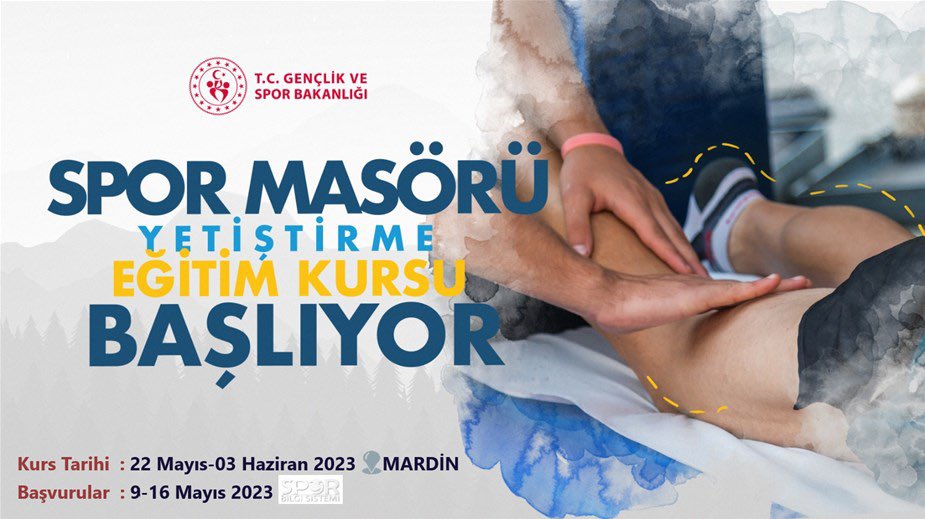 Spor Masörü Yetiştirme Eğitimi Mardin’de Açılıyor. Detaylı bilgi için⬇️ 

sporegitim.gsb.gov.tr/HaberDetaylari…