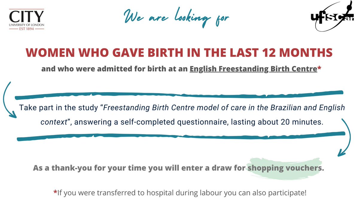 Have you had a baby in a Freestanding Midwifery Unit (Birth Centre outside hospital) in England - or planned care there and transferred during labour? To access the questionnaire, click: cityunilondon.eu.qualtrics.com/jfe/form/SV_3j……… Learn more about the study: cityuni-my.sharepoint.com/:w:/g/personal…