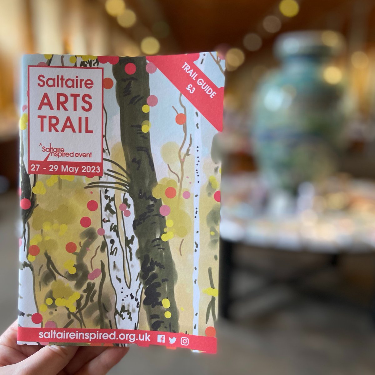 The @SaltaireArt  Saltaire Arts Trail 2023 Guides are here! The Arts Trail runs Sat 27 - Mon 29 May. It's a wonderful village-wide event. We're back open tomorrow, Wed 10th May from 10am - pop in, buy your guide from the 1853 gallery or bookshop & plan your Arts Trail weekend!
