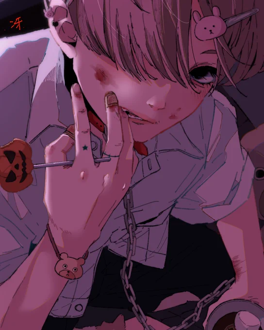 おチビが成長した姿がこちら。  噛みグセは直らない。  ※過去絵