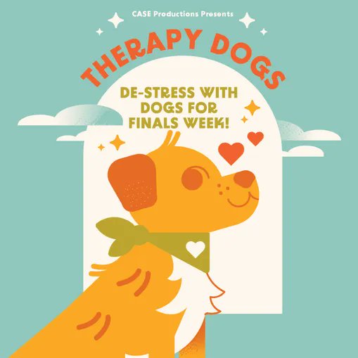 uwspcase's tweet photo. Don't miss your opportunity to de-stress before finals week with therapy dogs! Check out the event on SPIN for requirements! Come meet the dogs on Thursday, May 11 from 4 p.m. to 6 p.m. in The Encore, DUC! FREE admission with a UWSP Student ID or $5 without! https://t.co/uu9c4huhe4