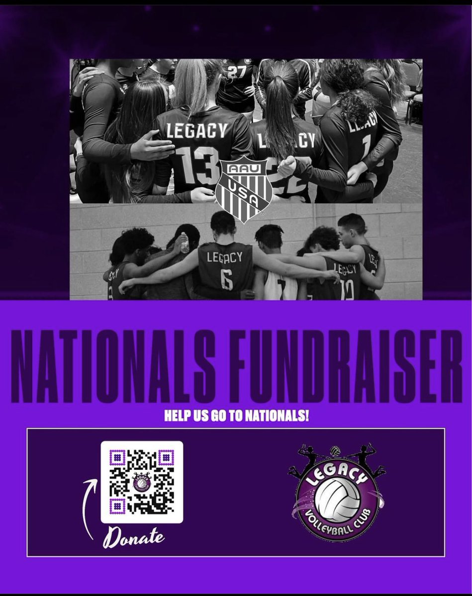 LegacyVC's tweet image. Join us on our journey to the AAU National Championship tournament in Orlando, Florida! 

#LegacyNationals2023 #SupportLegacyVB #RoadToNationals #DonateForLegacyVBC #LegacyStrong #LegacyFam #iamlegacyvbc #legacyvbc #legacyvbc #volleyball  #volleyballplayer #volleyballboys