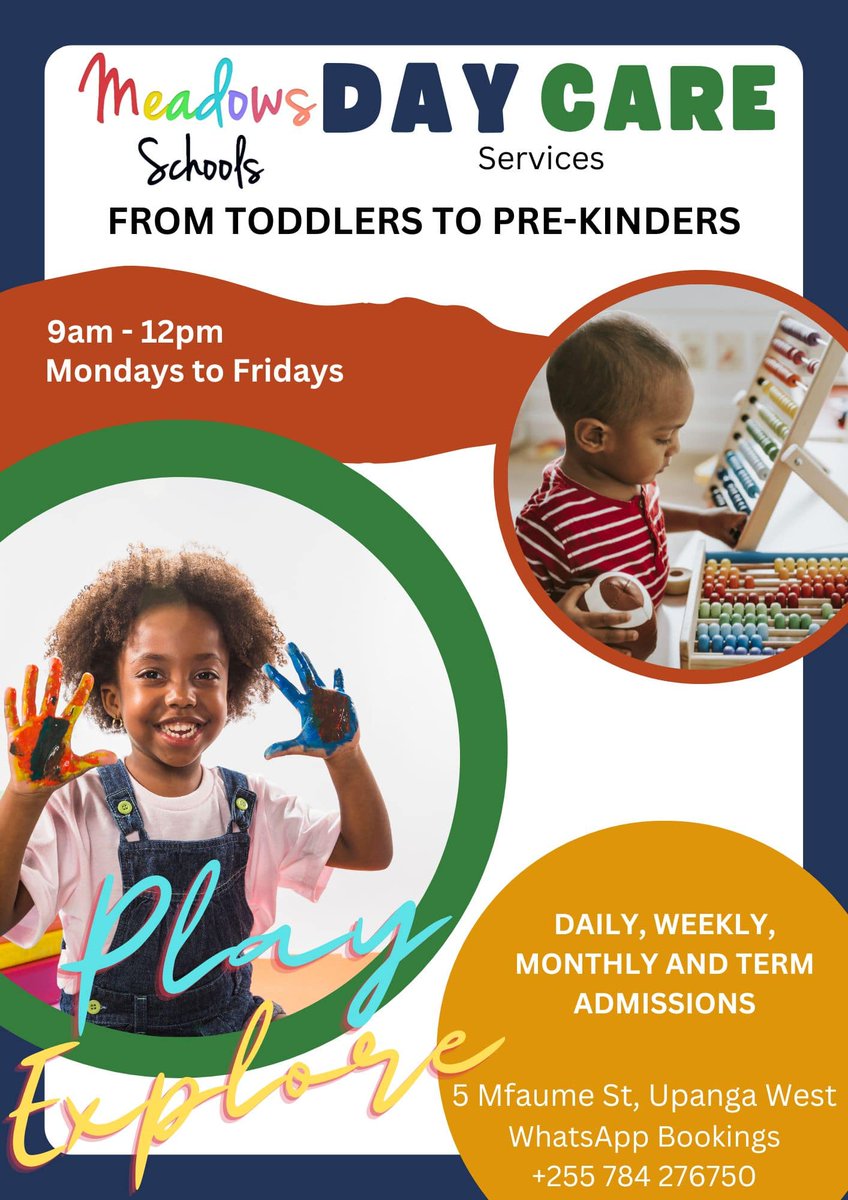 DAY CARE SERVICES
Meadows Schools - Looking for childcare services that fit your busy schedule? | sokoniadvertiser.com/?p=31612

5 Mfaume Street, Upanga West | Phone: +255 784 276750 | Email: head@meadows-academy.com

#daycarenearme #daycareservices #meadowsschoolstz #meadowsacademytz