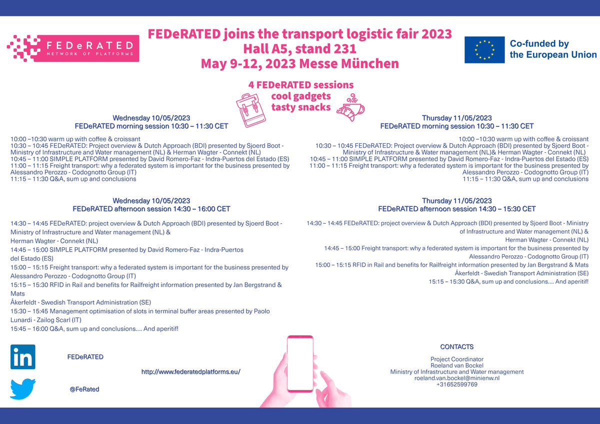 FeRated's tweet image. Are you ready to learn more on FEDeRATED? Join our FEDeRATED sessions tomorrow Wednesday 09/05 &amp;amp; Thursday 10/05!
📍Messe München HALL 5 STAND 231