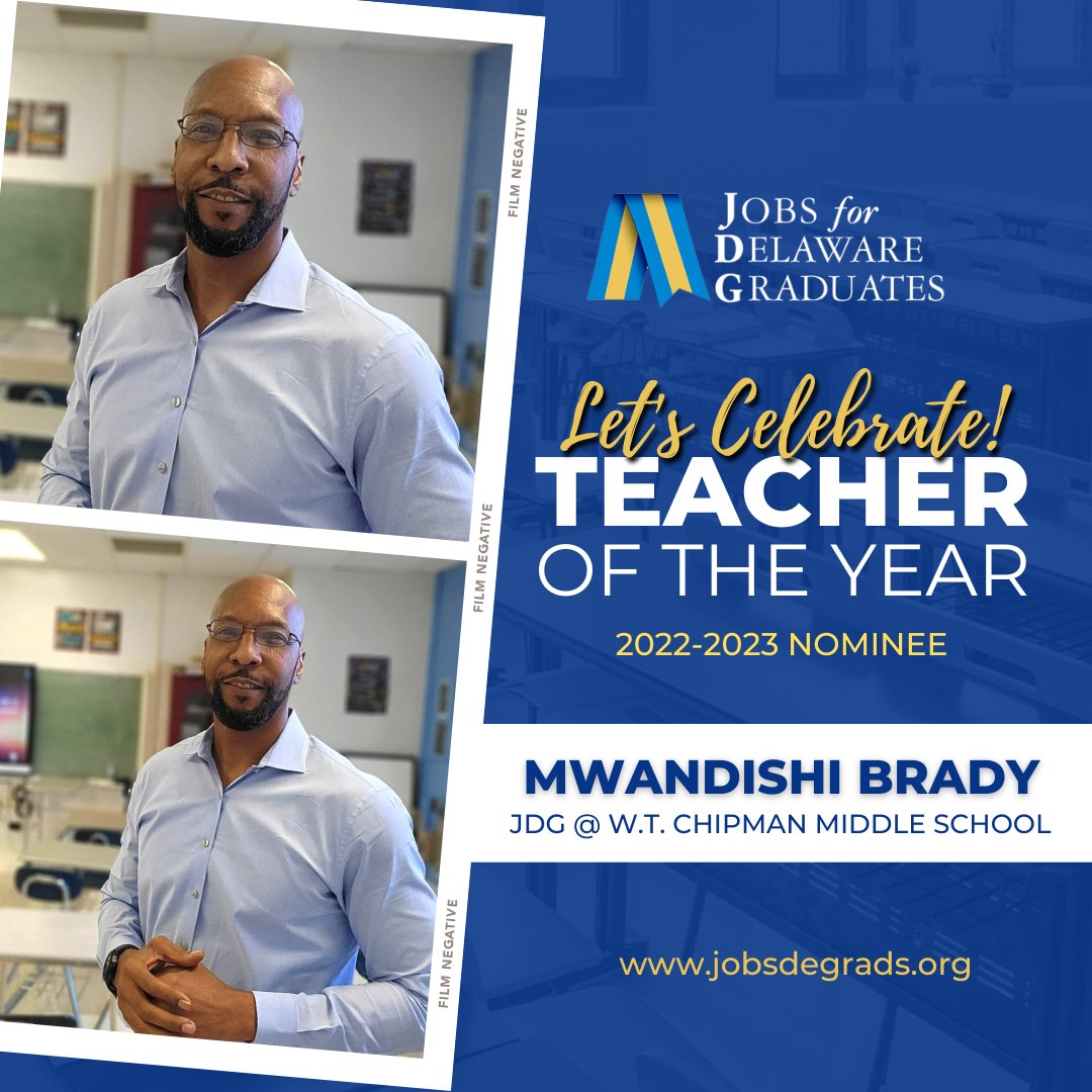 It's National Teacher Appreciation Week and JDG is shining a light on the nominees for the 2022-2023 JDG Teacher of the Year Award!   Help us celebrate Mr. Mwan Brady, JDG Teacher at W.T. Chipman Middle School!   Be sure to send him some love when you see him! Go @lfspartans!