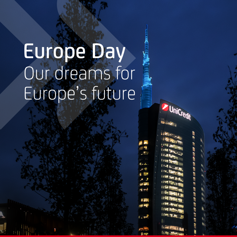 UniCreditEurope's tweet photo. This evening, the blue of the European flag will light up #UniCreditTower's spire and the sky of Milan. As UniCredit we celebrate #EuropeDay, an anniversary that reminds us of how our continent is founded on peace and unity. ๐ช๐บ
#UniCredit #OurCommunities