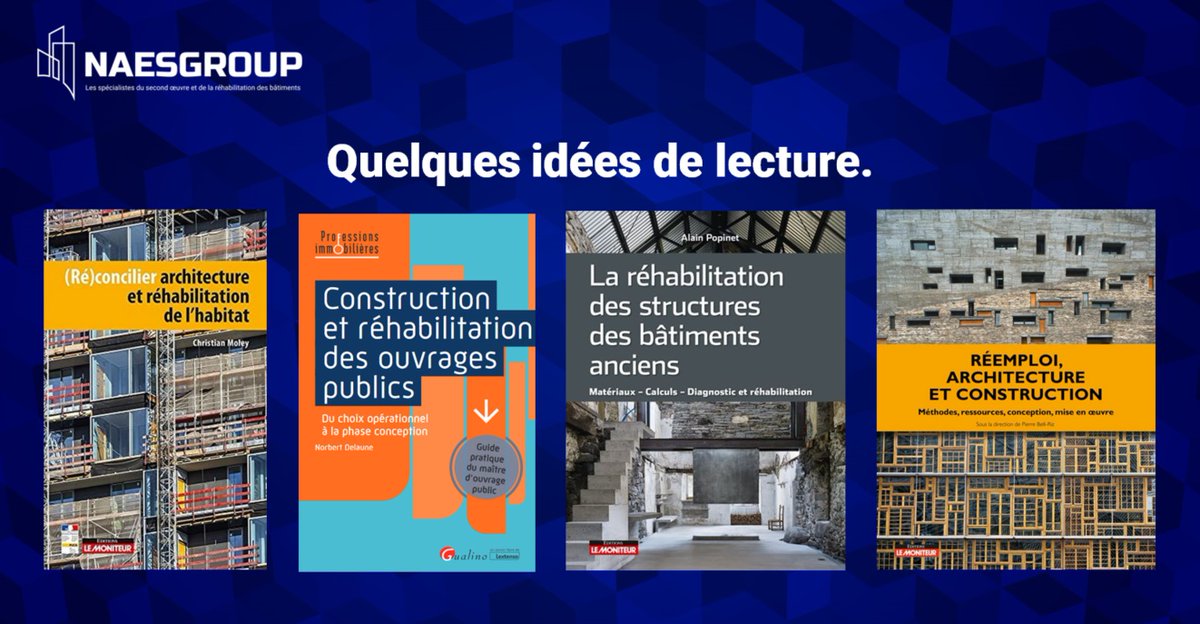 GroupNaes's tweet photo. Quelques livres de chevet sur notre métier : le #secondoeuvre et la #réhabilitation de vos #bâtiments. 🧐
https://t.co/kjPTLYDVhY https://t.co/IEwrcczXkc