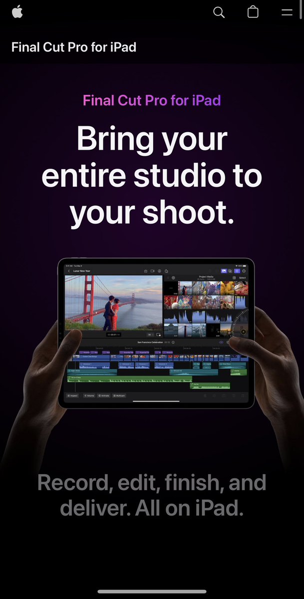 LaurentClause's tweet image. Final Cut Pro apple.com/final-cut-pro-… et Logic Pro débarquent fin mai sur iPad. A 50€/an chacun, je ne suis pas certain d’adopter ce modèle économique. Et vous ?#MoJo #mobilevideo #videomobile
