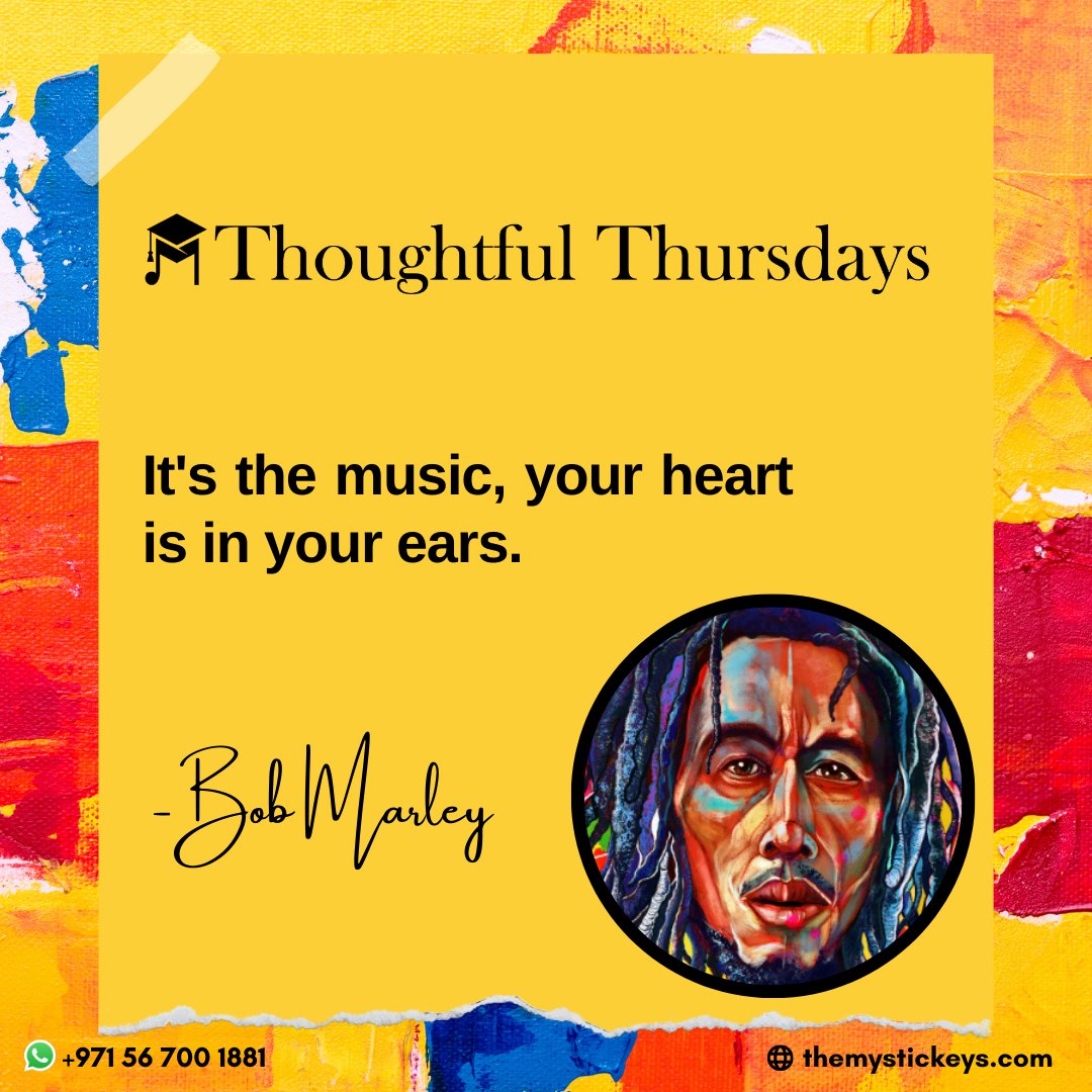 It's the music, your heart is in your ears.   - BOB MARLEY   

#thought #thursday #music #quotes #bobmarley #music #learnmusiconline #musiccourses #thyemystickeys #tmk #thoughtfulthursdays #musicthoughts #musicquotes #bobmarley
