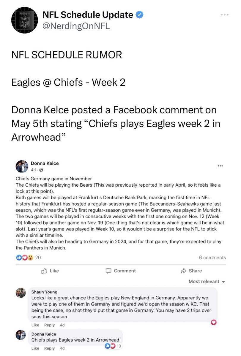 Kirsten Tanis on Twitter "It’s Donna Kelce, with a NFL schedule leak affecting Jason & Travis