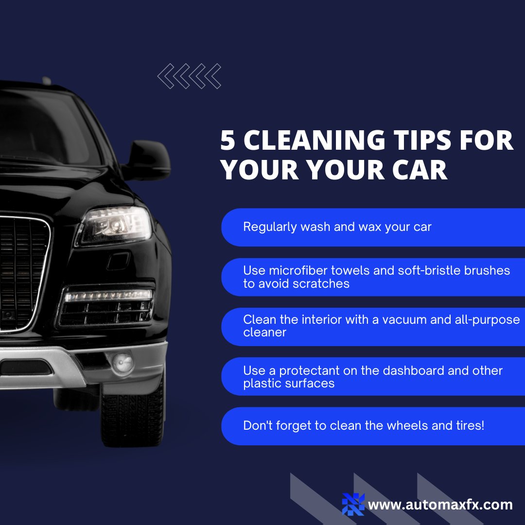 Automaxfx's tweet photo. Keep your car in tip-top shape with these 5 simple tips for a clean and shiny ride!

If you are looking for cleaning accessories, visit here!
https://t.co/CeWT9BZYvi

#carcleaning #carcaretips #cardetailing #carmaintenance #cleaningtips #caraccessories #carwash #automaxfx https://t.co/xvWKyDPhGH