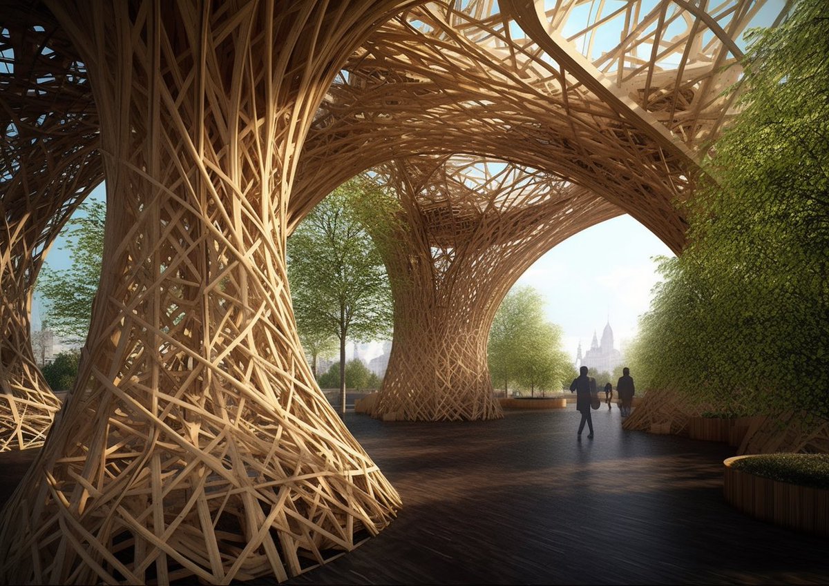 dxmid's tweet photo. 🌲🌿 #DXMID unveils a unique urban park in #Paris inspired by birds' nests! Using local timber &amp; sustainable materials, this green oasis brings nature into the cityscape. Embrace the future of eco-conscious #urbandesign! 🇫🇷🐦 #SustainableParis #NestInspiredPark AI https://t.co/gpdKD3S0EO